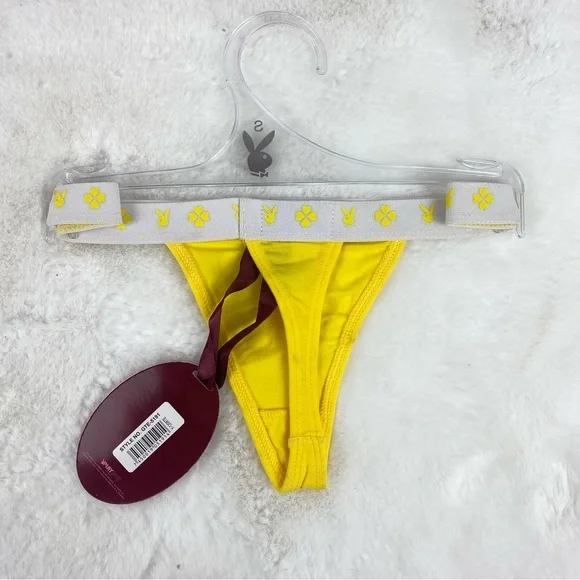 NWT Vintage Playboy "We Love Kissing It" Yellow Panties - Picture 4 of 6